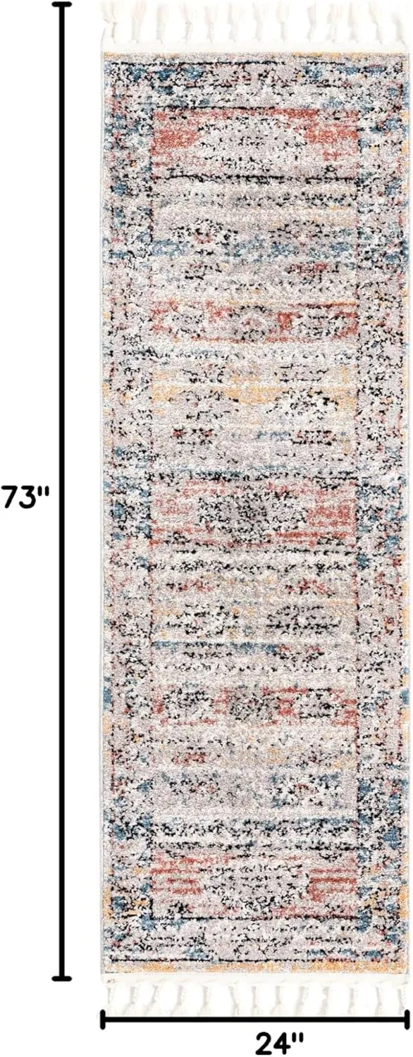 Unique Loom Aramis Collection Area Rug - Tal (2' x 6' 1" Runner, Multi/ Black)
