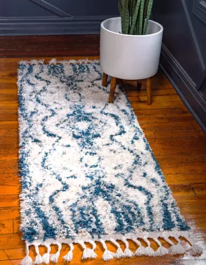 Unique Loom Hygge Shag Collection Area Rug - Valley (2' 7" x 8' 2" Runner, Blue/ Gray)