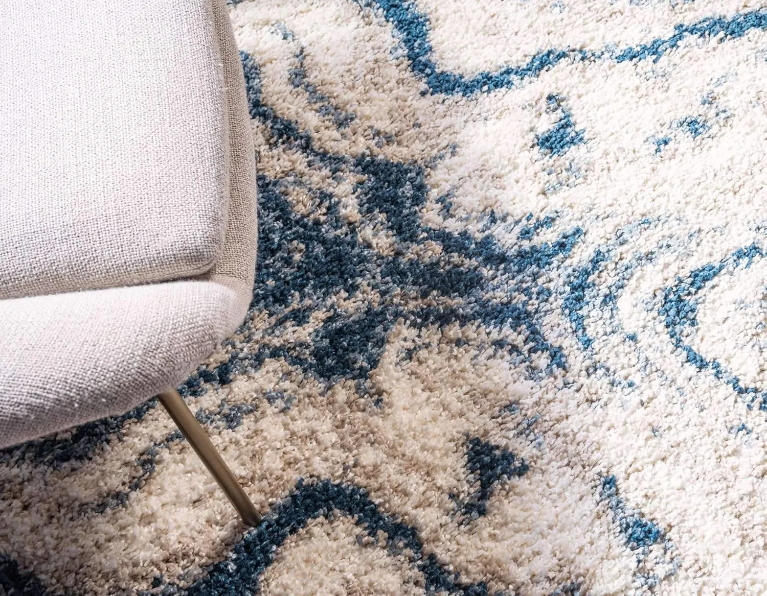 Unique Loom Hygge Shag Collection Area Rug - Valley (2' 7" x 8' 2" Runner, Blue/ Gray)