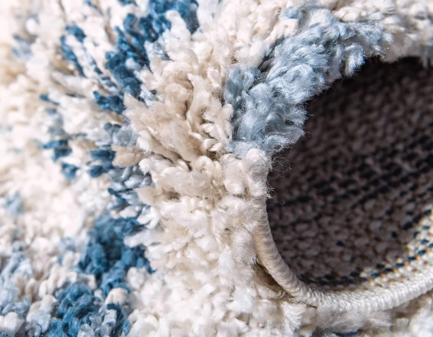 Unique Loom Hygge Shag Collection Area Rug - Valley (2' 7" x 8' 2" Runner, Blue/ Gray)