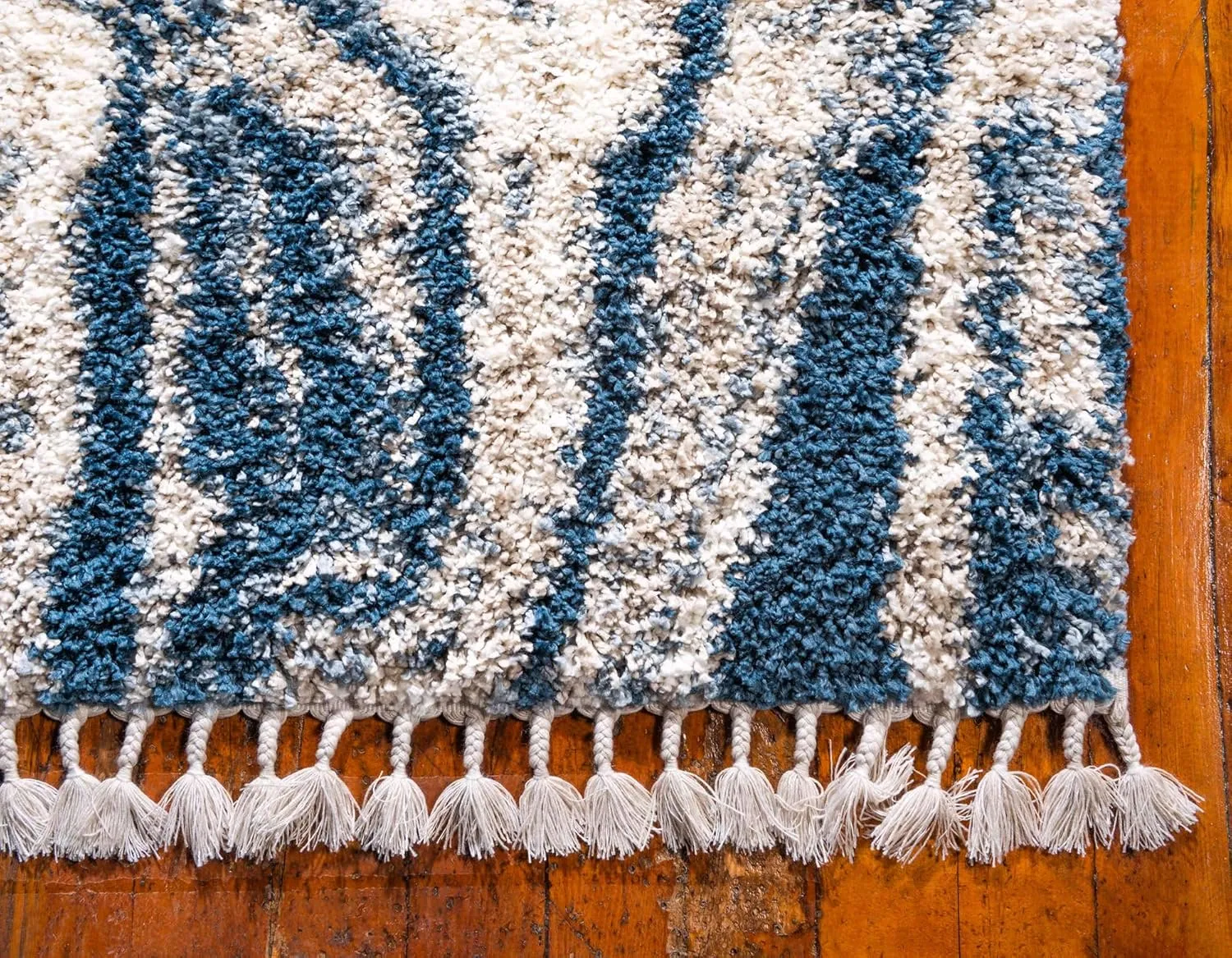 Unique Loom Hygge Shag Collection Area Rug - Valley (2' 7" x 8' 2" Runner, Blue/ Gray)