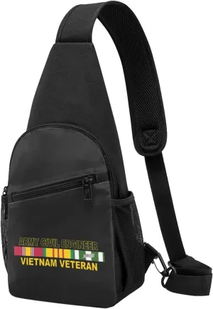 US Army Civil Engineer Vietnam Veteran Chest Pack Leisure Shoulder Crossbody Chest Bag