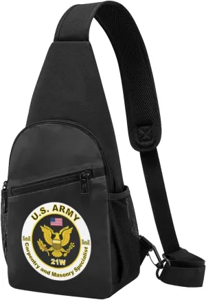 US Army MOS 21W Carpentry & Masonry Specialist Chest Pack Leisure Shoulder Crossbody Chest Bag