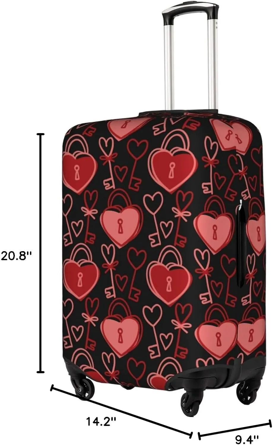 Valentine'S Day Couple Love Lock Luggage Covers Travel Suitcase Cover Protector Fit 18-32 Inch Luggage