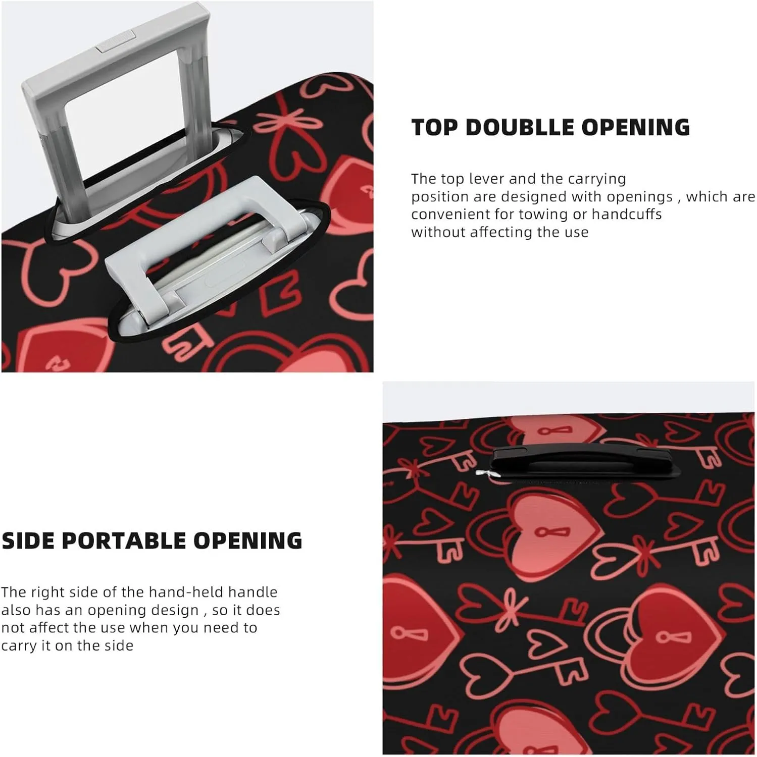 Valentine'S Day Couple Love Lock Luggage Covers Travel Suitcase Cover Protector Fit 18-32 Inch Luggage