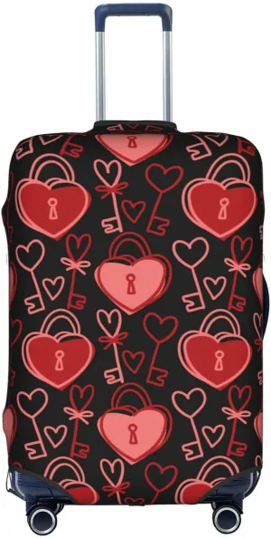 Valentine'S Day Couple Love Lock Luggage Covers Travel Suitcase Cover Protector Fit 18-32 Inch Luggage