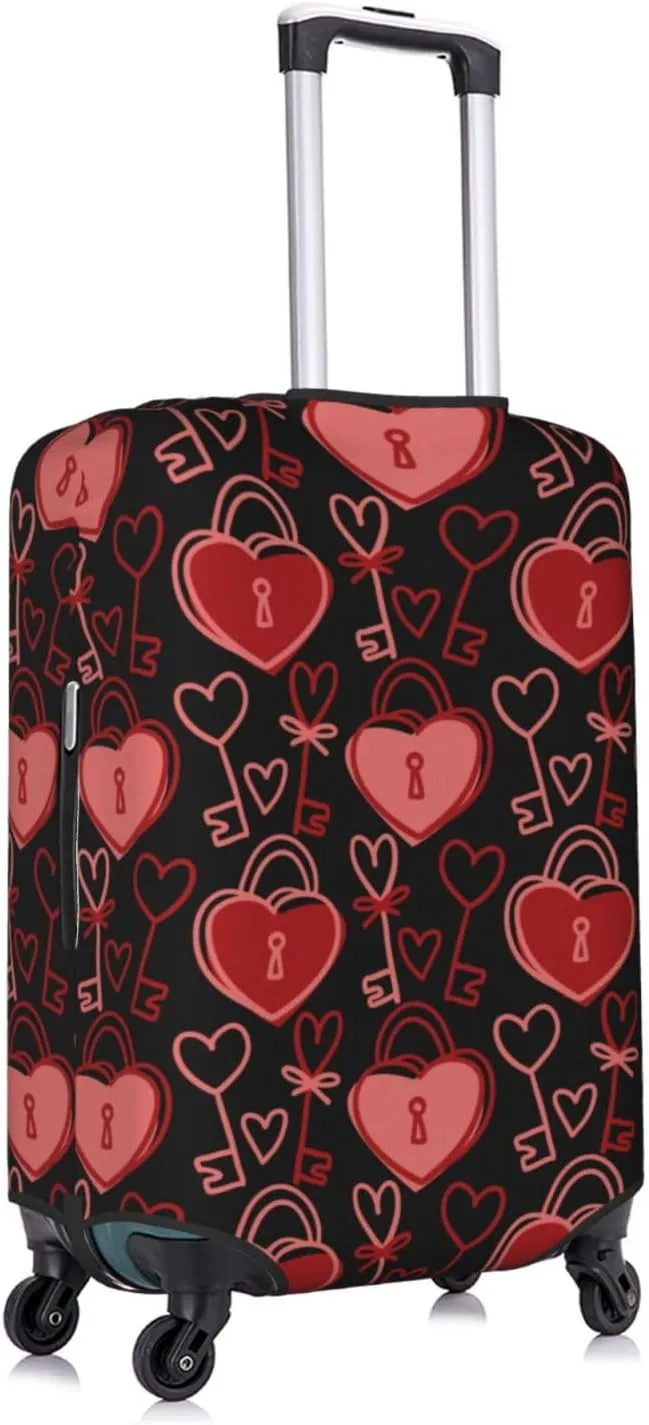 Valentine'S Day Couple Love Lock Luggage Covers Travel Suitcase Cover Protector Fit 18-32 Inch Luggage