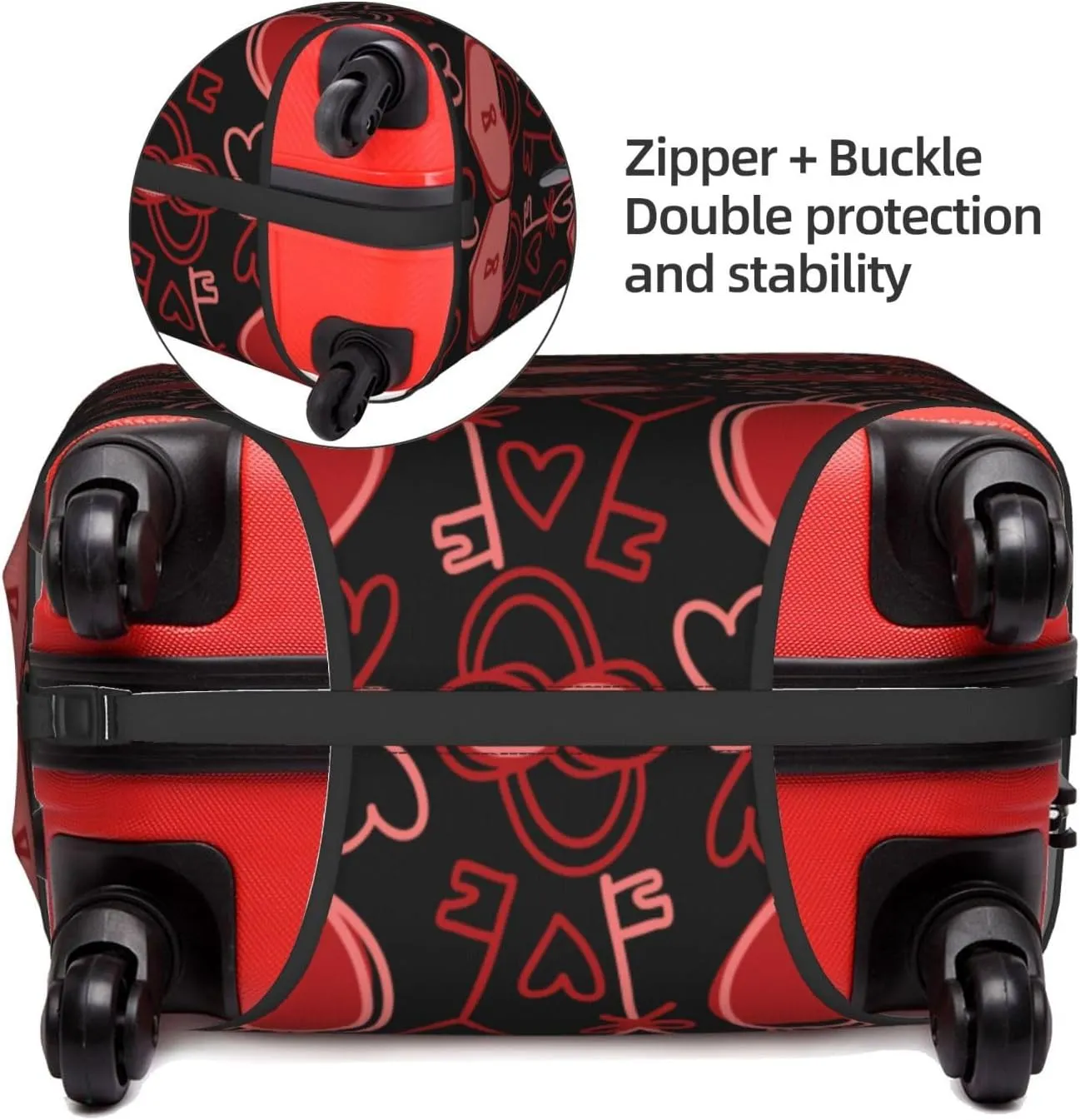 Valentine'S Day Couple Love Lock Luggage Covers Travel Suitcase Cover Protector Fit 18-32 Inch Luggage