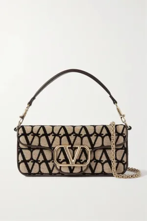 Valentino Garavani VLOGO leather-trimmed canvas-jacquard shoulder bag