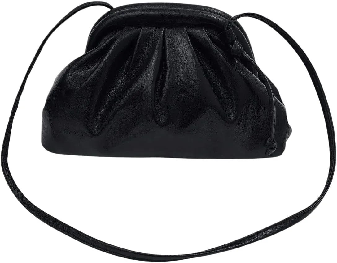 Verdusa Women's Metallic Ruched Clutch Handbags Crossbody Bag Shiny Evening Purse