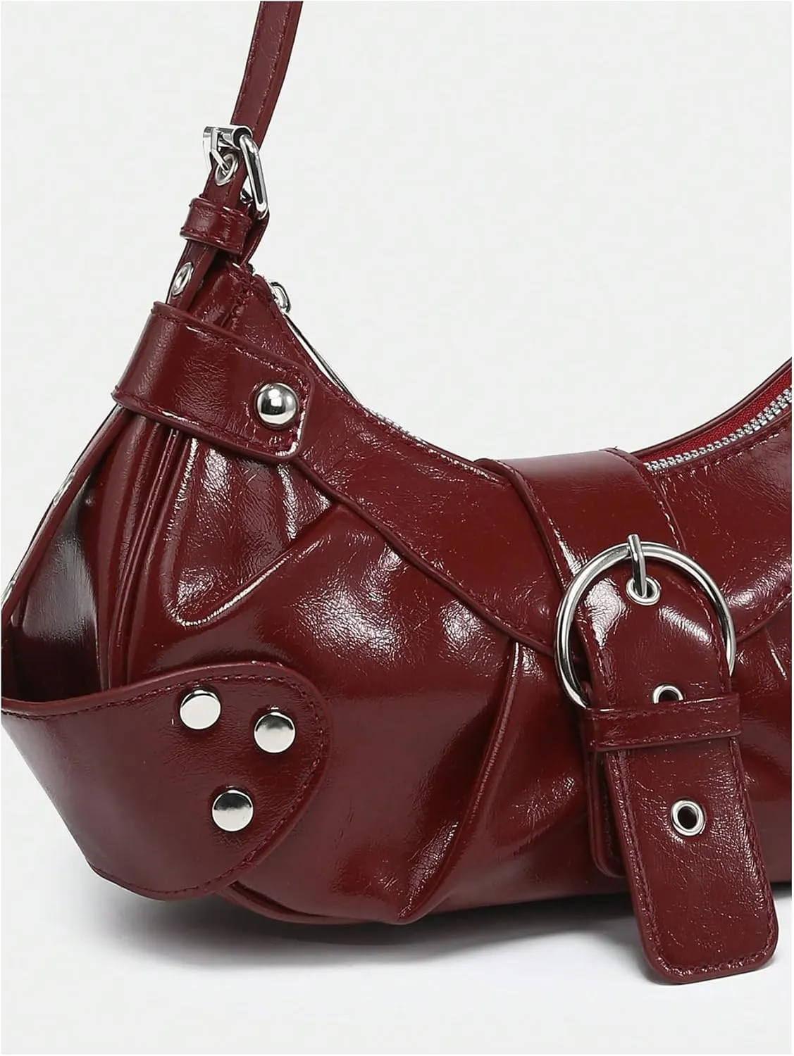 Verdusa Women's Pleated Hobo Shoulder Bags Metallic PU Leather Clutch Handbag