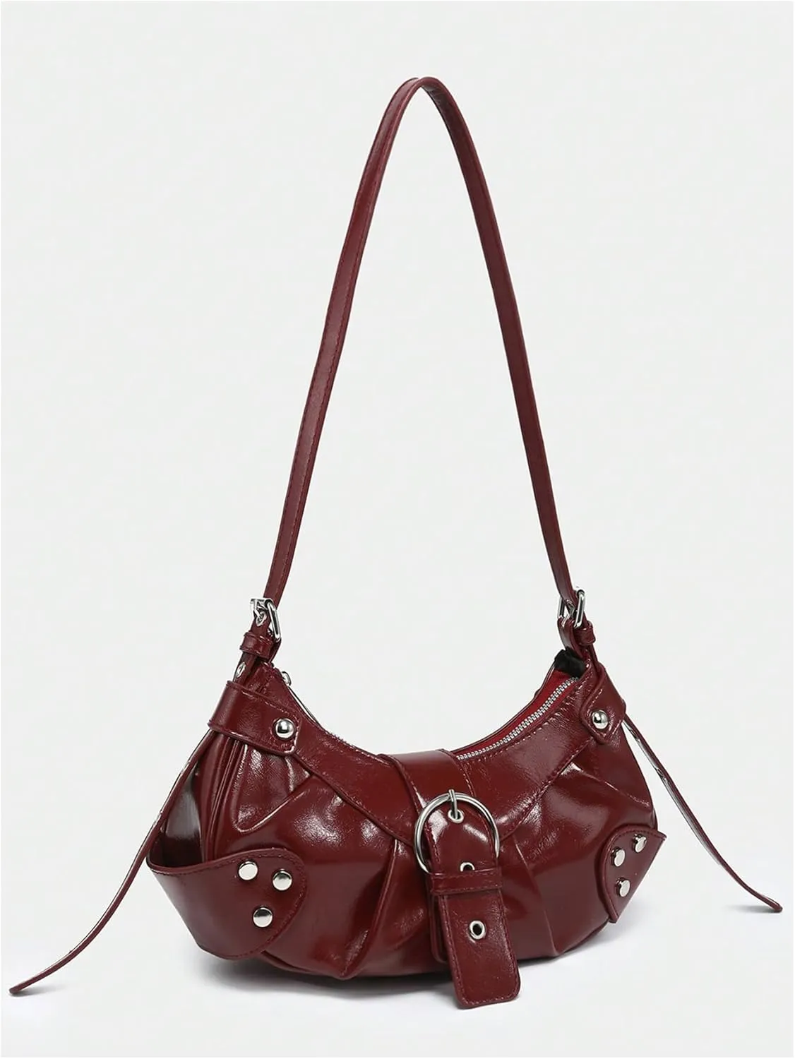 Verdusa Women's Pleated Hobo Shoulder Bags Metallic PU Leather Clutch Handbag