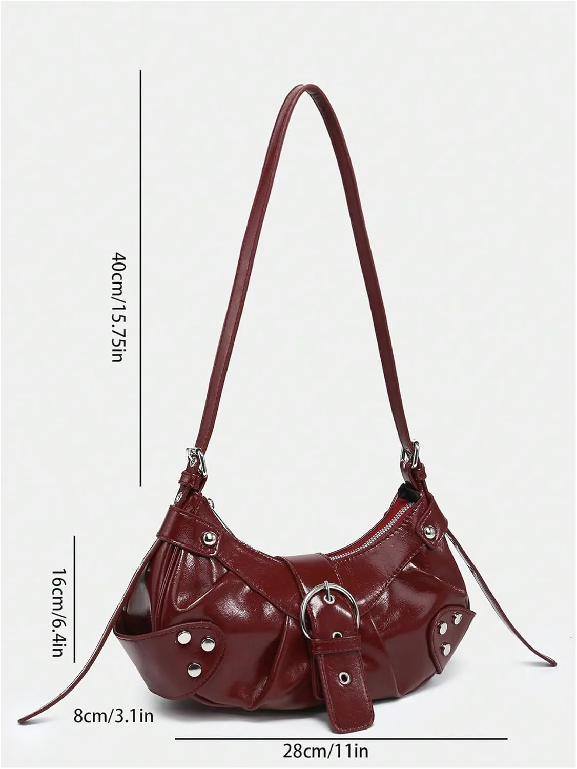 Verdusa Women's Pleated Hobo Shoulder Bags Metallic PU Leather Clutch Handbag