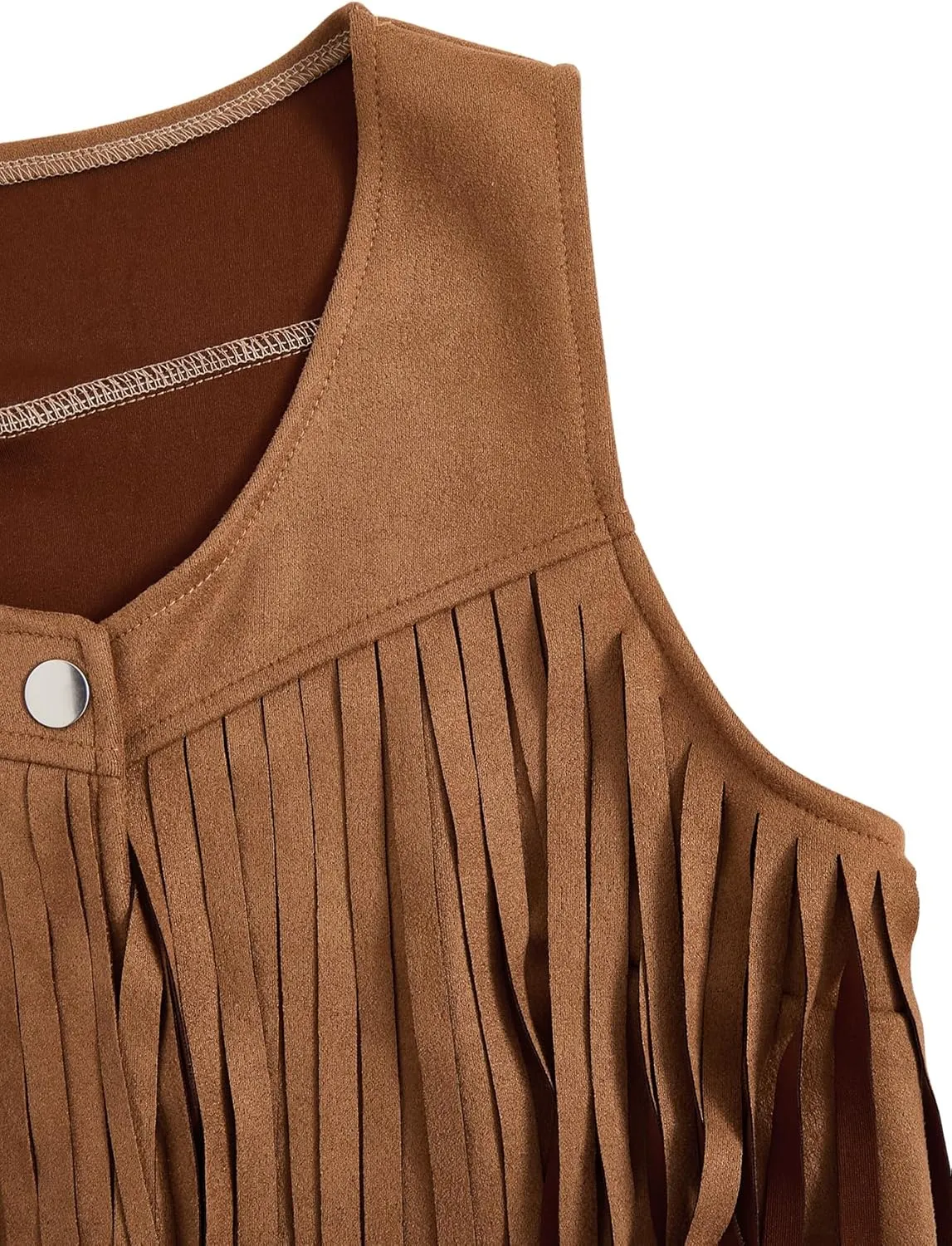 Verdusa Women's Tassel Suede Vest Sleeveless Fringe Hippie Crop Jacket
