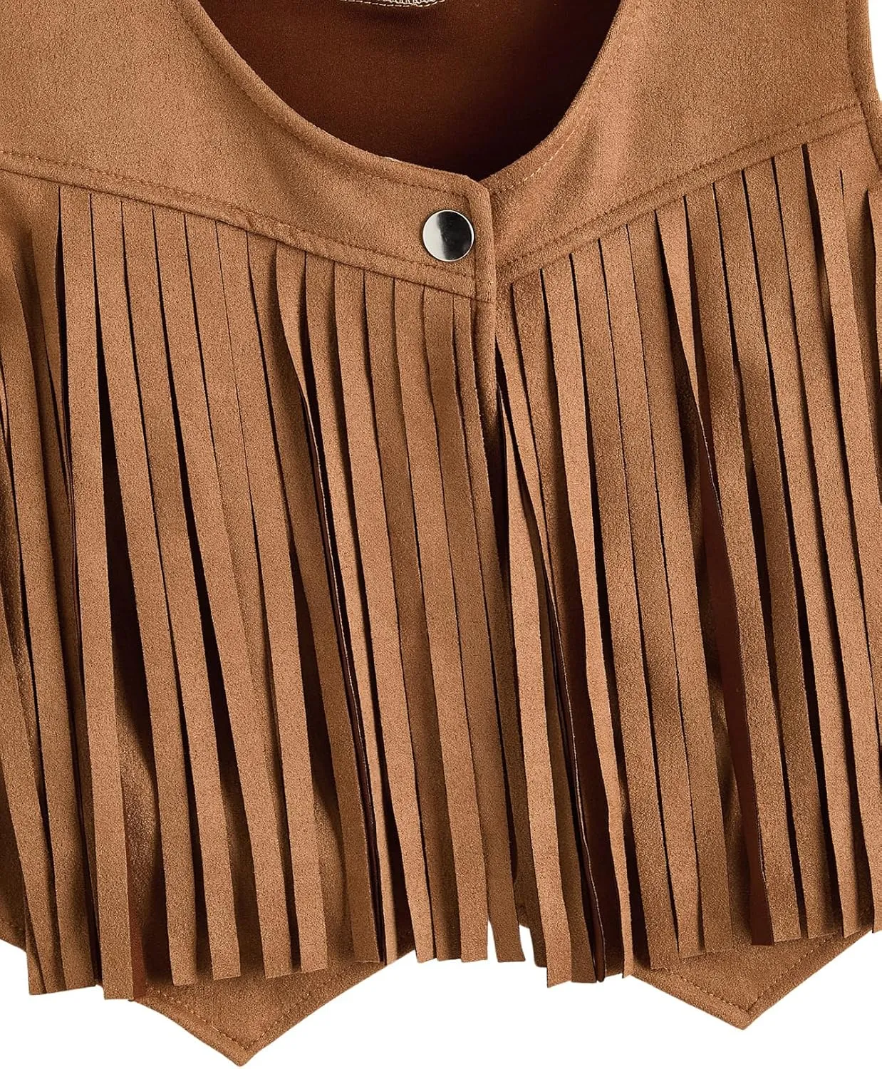 Verdusa Women's Tassel Suede Vest Sleeveless Fringe Hippie Crop Jacket