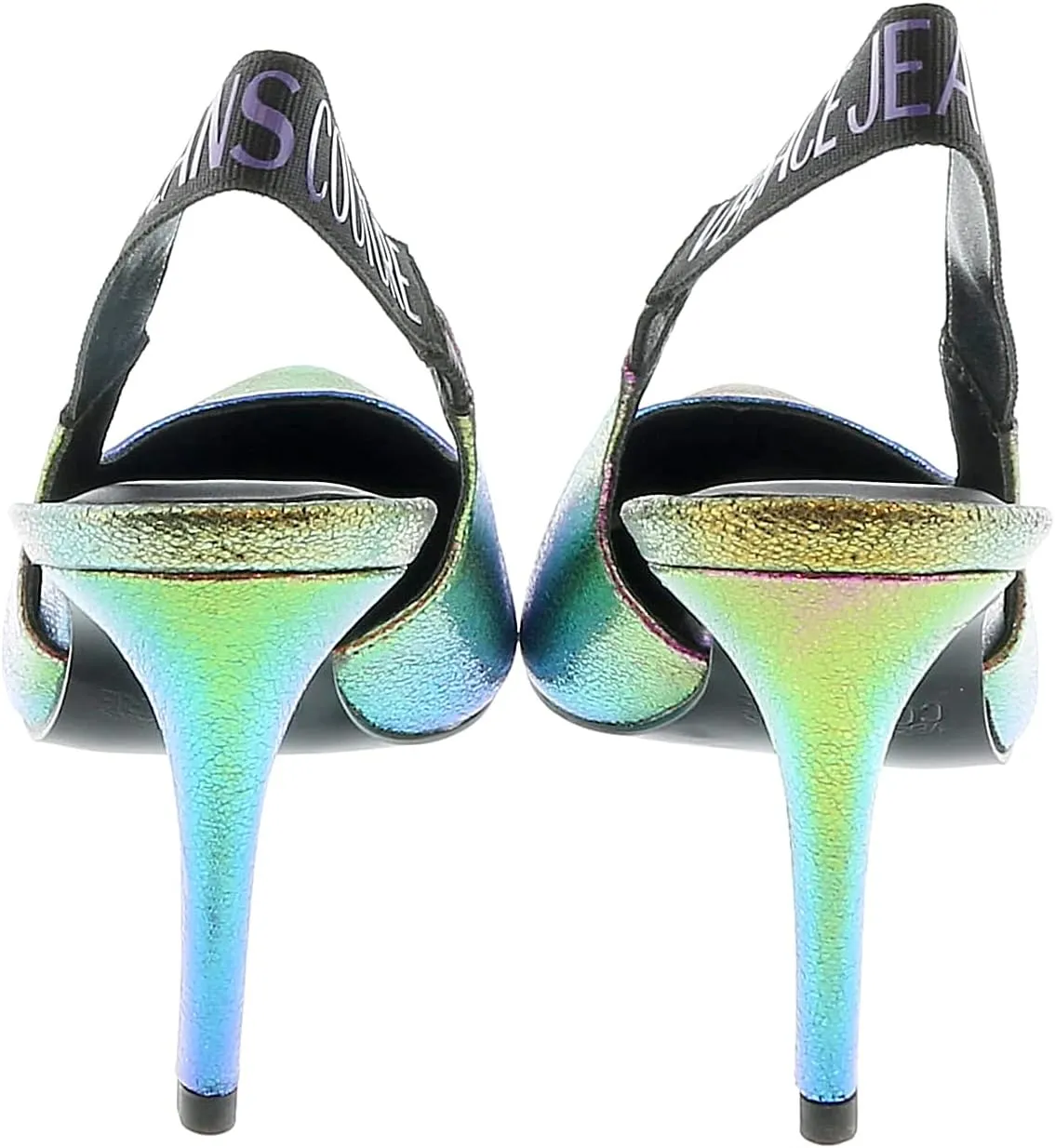 VERSACE JEANS COUTURE Technicolor Print High Heel Slingbacks- for womens