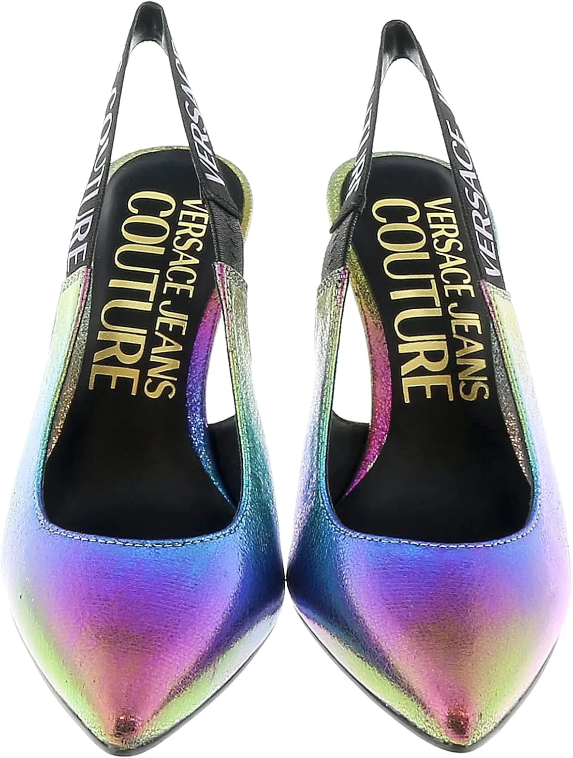 VERSACE JEANS COUTURE Technicolor Print High Heel Slingbacks- for womens