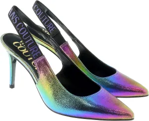 VERSACE JEANS COUTURE Technicolor Print High Heel Slingbacks- for womens