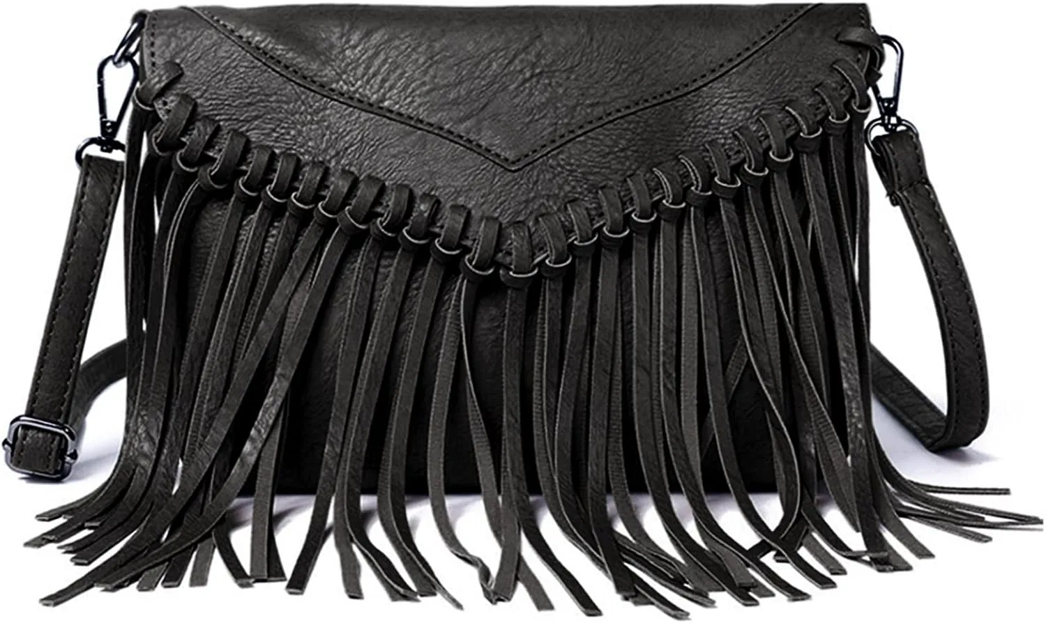 Vintage Fringe Purse Fringe Hobo Bags for Women Vegan Leather Tassel Hippie Crossbody Bag
