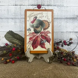 Vintage Postcard Plaque Decor - "Joyful Thanksgiving"