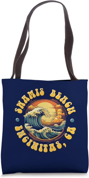 Vintage SWAMIS BEACH Waves Sunset design. Tote Bag
