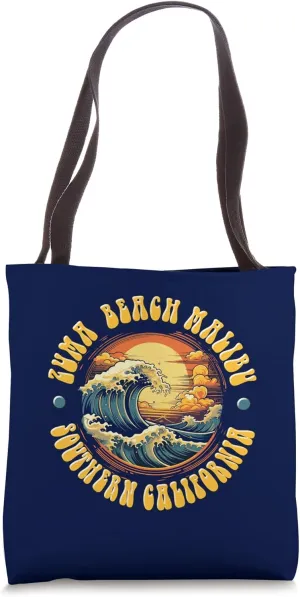 Vintage ZUMA BEACH Waves Sunset design. Tote Bag