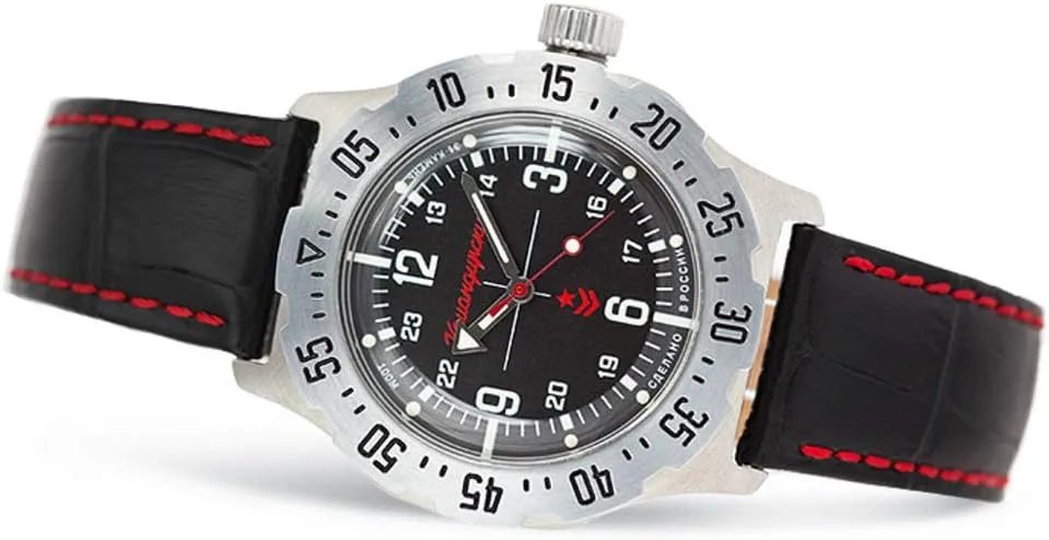Vostok | Komandirskie K-35 Automatic Self-Winding Russian Military Wrist Watch | WR 100 m | Model 350515 Leather Band B®