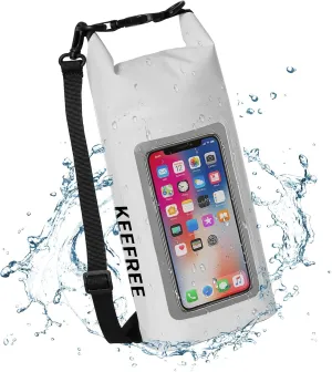 Waterproof Dry Bag,Roll Top Waterproof Backpack Phone Case Pouch for Travel,Kayaking,Rafting,Camping,Surfing,Boating,Hiking,Beach and Fishing (2 L White Black)
