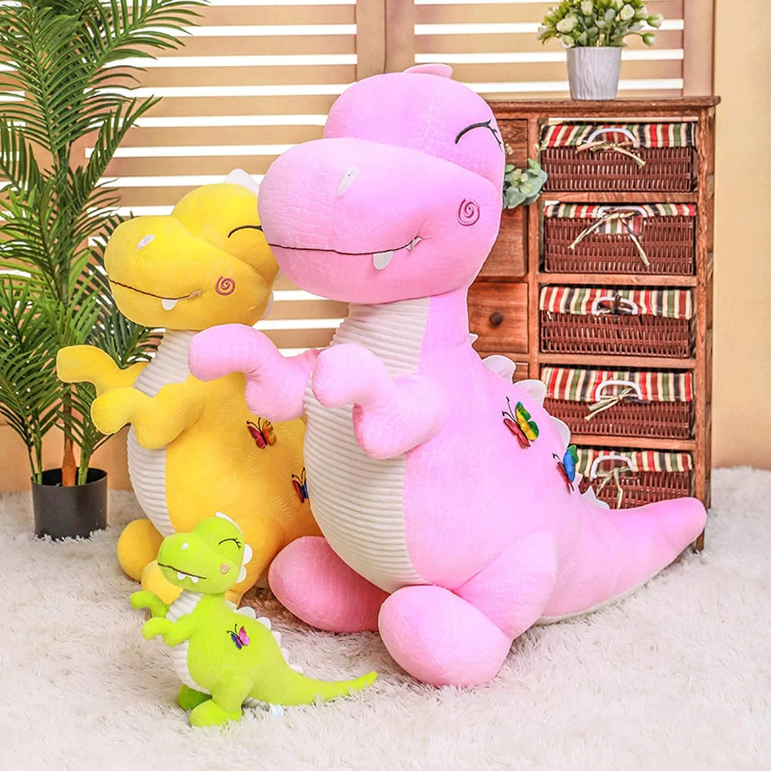 Wemi Pink Dinosaur Stuffed Animal Toys Cute Soft Dinosaurs Plush Doll T-Rex Throw Pillow for Boys Girls 19"