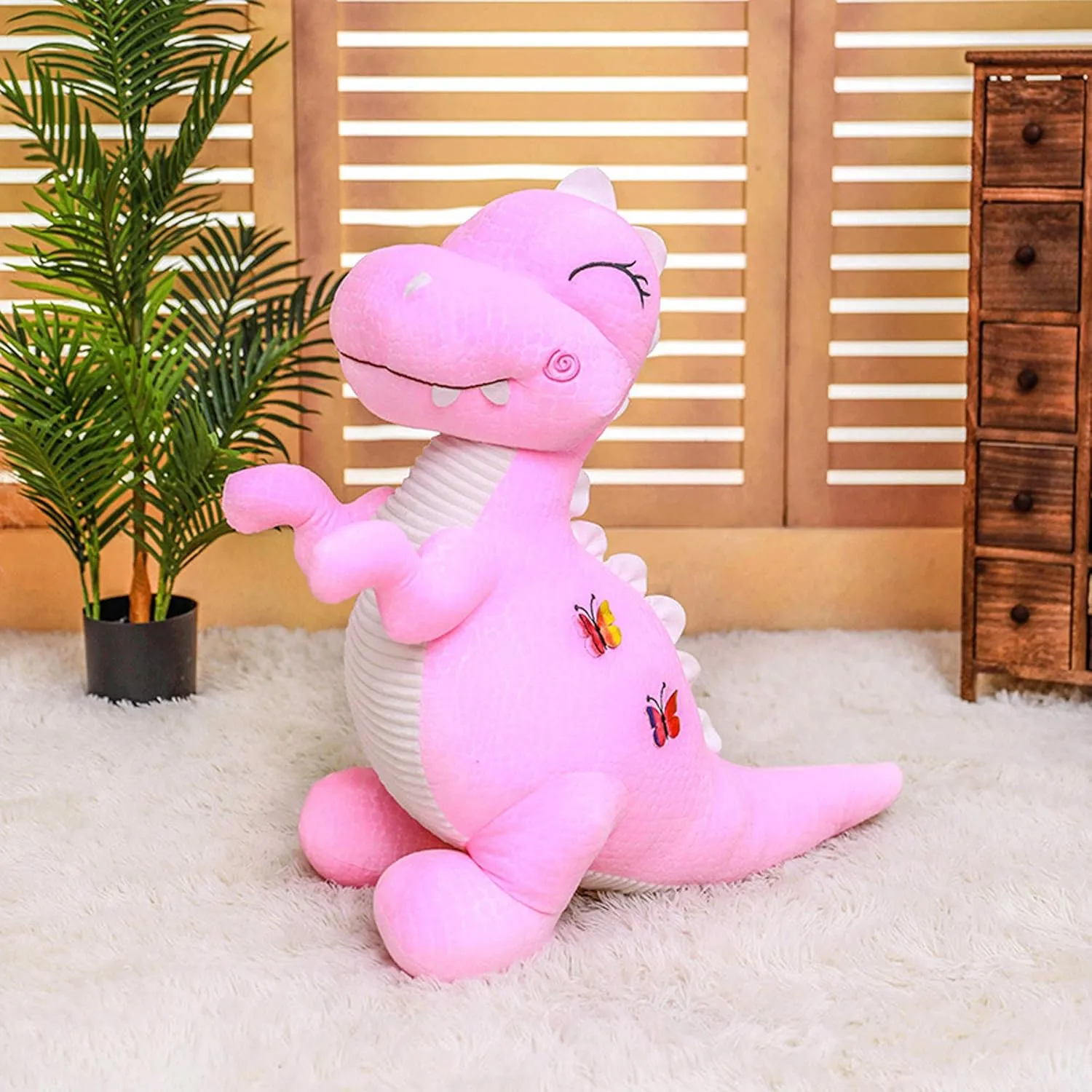 Wemi Pink Dinosaur Stuffed Animal Toys Cute Soft Dinosaurs Plush Doll T-Rex Throw Pillow for Boys Girls 19"
