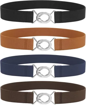 WERFORU Women Skinny Elastic Waist Belt Stretchy Thin Belt for Dress Jeans