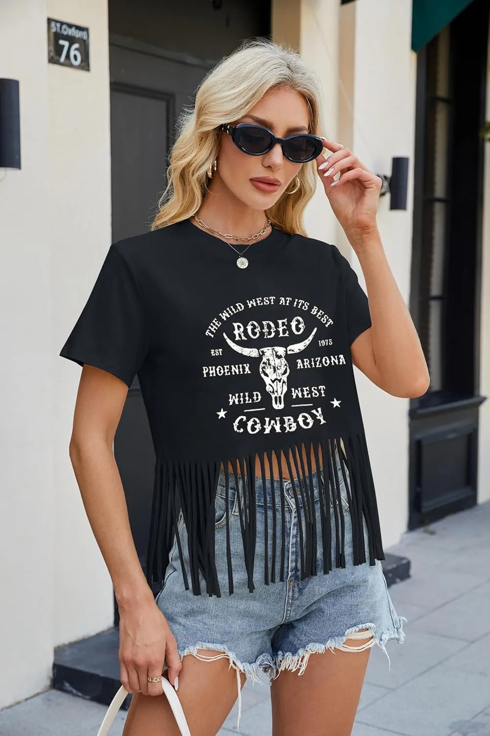 Western Shirt for Women Vintage Cowgirl Fringe T-Shirt Short Sleeve Rodeo Country Tee Tops