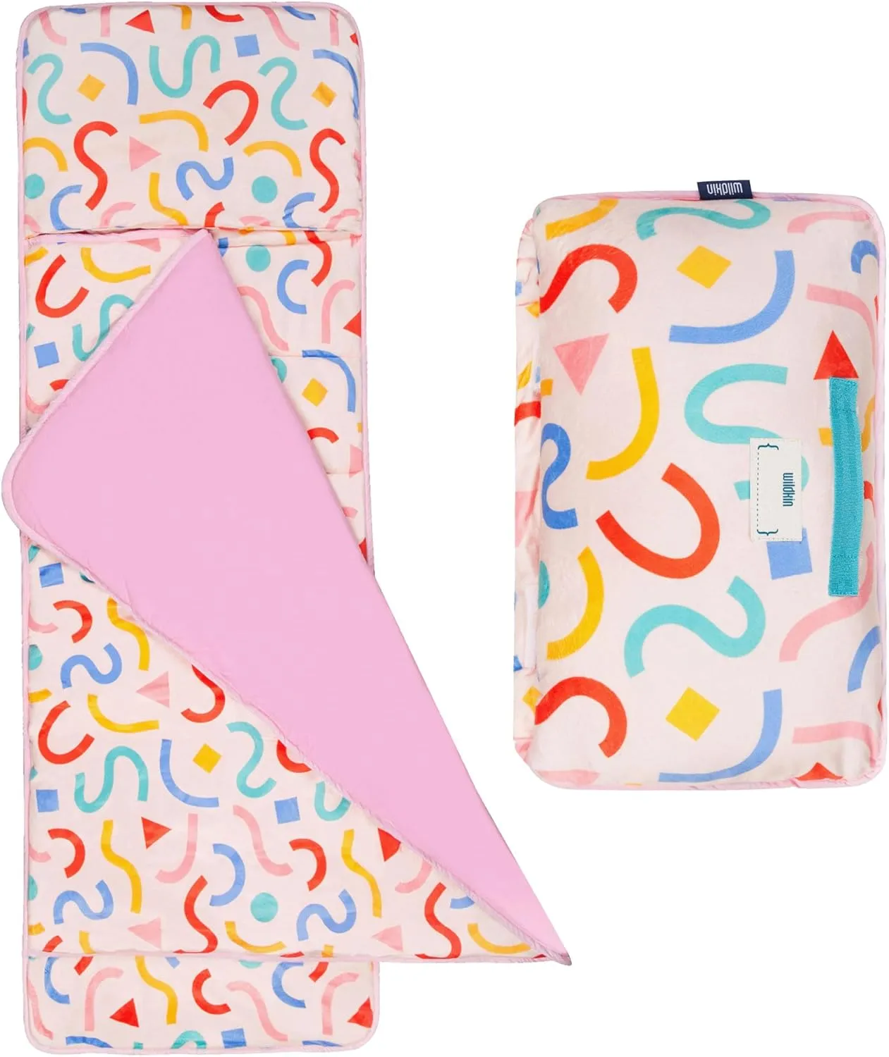 Wildkin Kids Plush Nap Mat – Soft, Cozy, Convenient for Daycare & Preschool – Confetti Peach