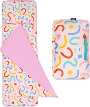 Wildkin Kids Plush Nap Mat – Soft, Cozy, Convenient for Daycare & Preschool – Confetti Peach