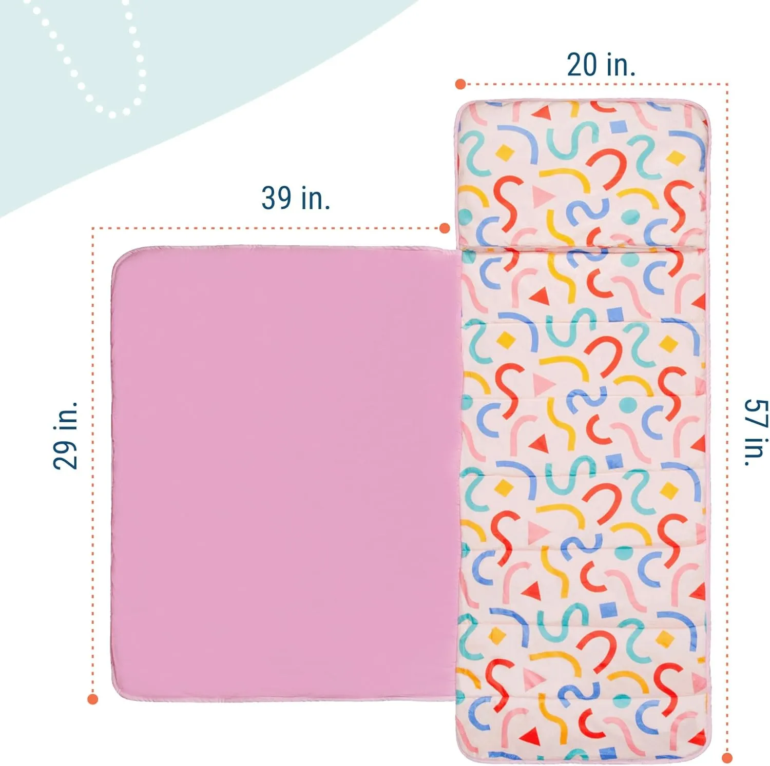 Wildkin Kids Plush Nap Mat – Soft, Cozy, Convenient for Daycare & Preschool – Confetti Peach