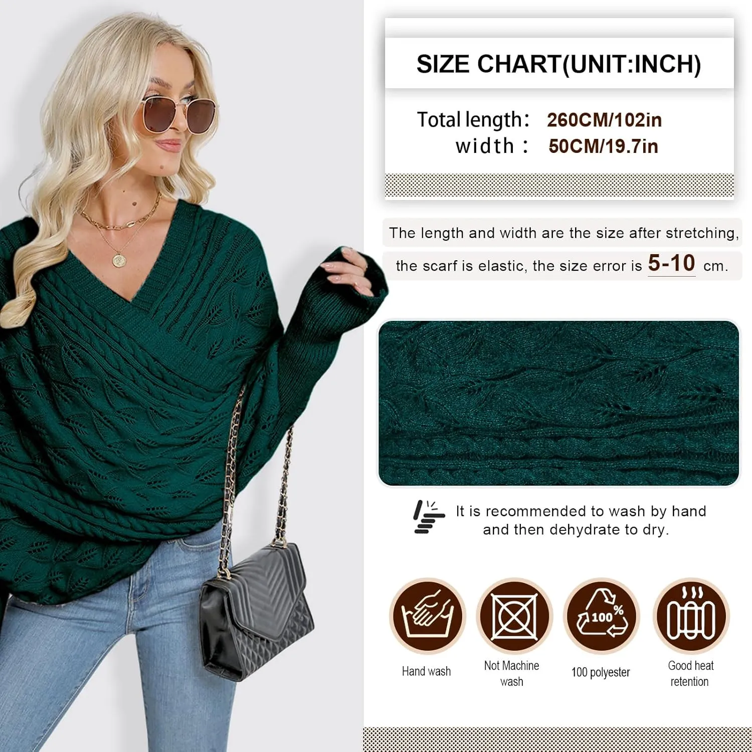Winter Warm Knitted Wrap Scarf Shawl Cape With Sleeve for Women Autumn Winter Fashion Sweater Shawl Wraps Cape
