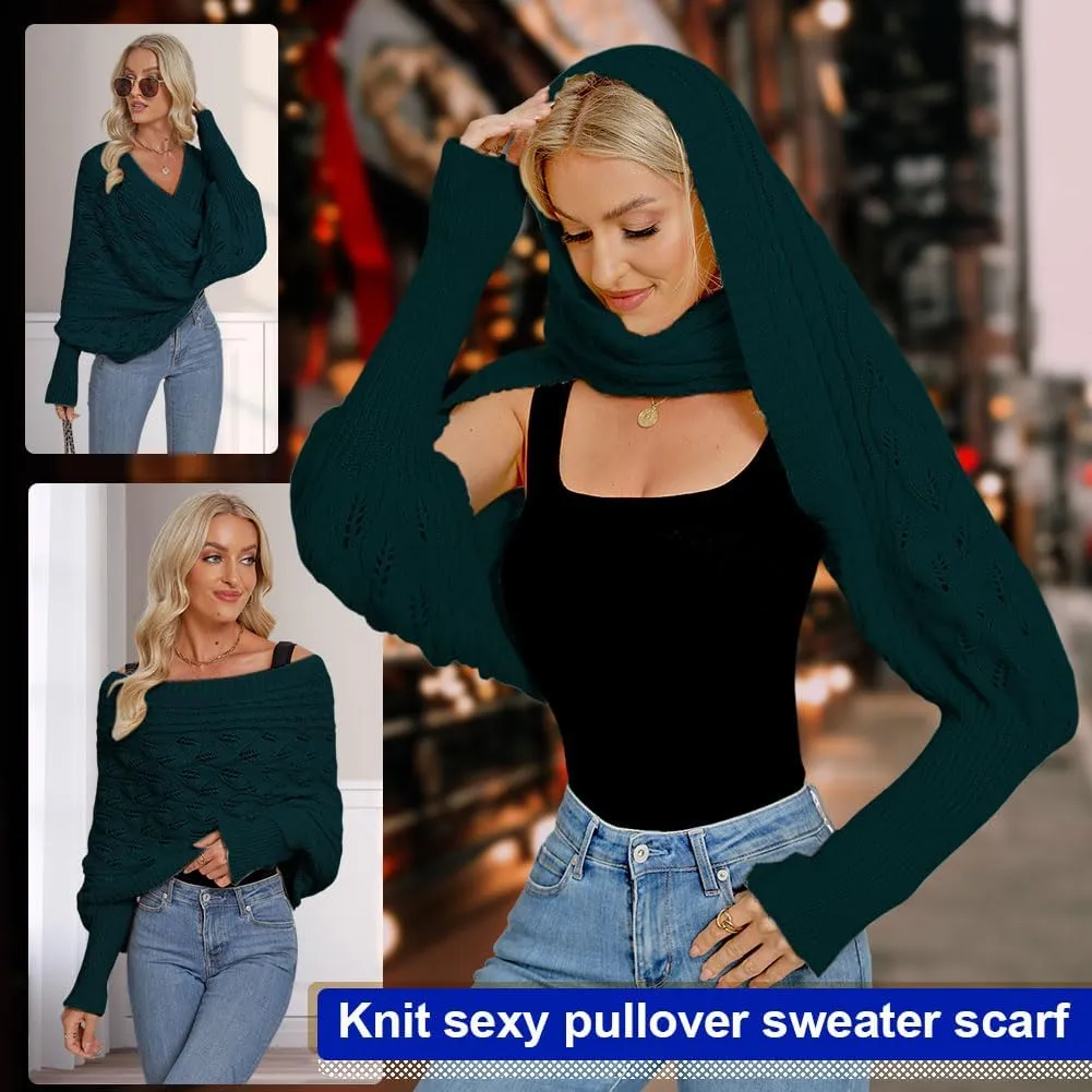 Winter Warm Knitted Wrap Scarf Shawl Cape With Sleeve for Women Autumn Winter Fashion Sweater Shawl Wraps Cape