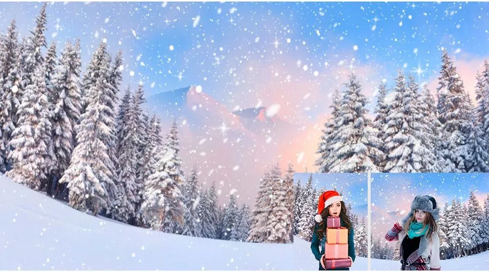 Winter Wonderland Forest Backdrops for Photography 20x10ft Freeze Ice Mountain Snowflake Christmas Photo Backdrop Dreamy Forest Snowy Background Kids Adults Birthday Christmas Party Banner