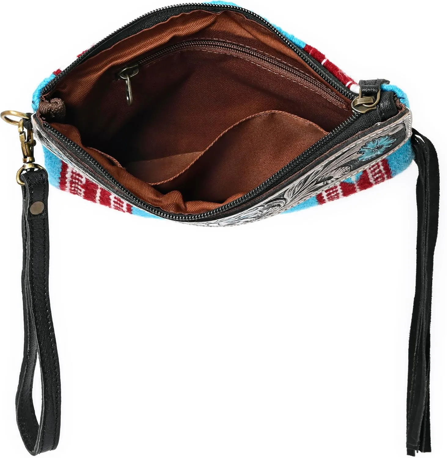 Women Monarch Mini Woolen Western Handmade Clutch Wallet- Zipper Foldover Clutch
