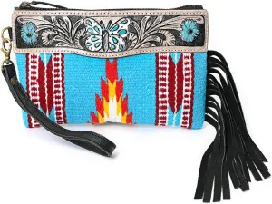 Women Monarch Mini Woolen Western Handmade Clutch Wallet- Zipper Foldover Clutch