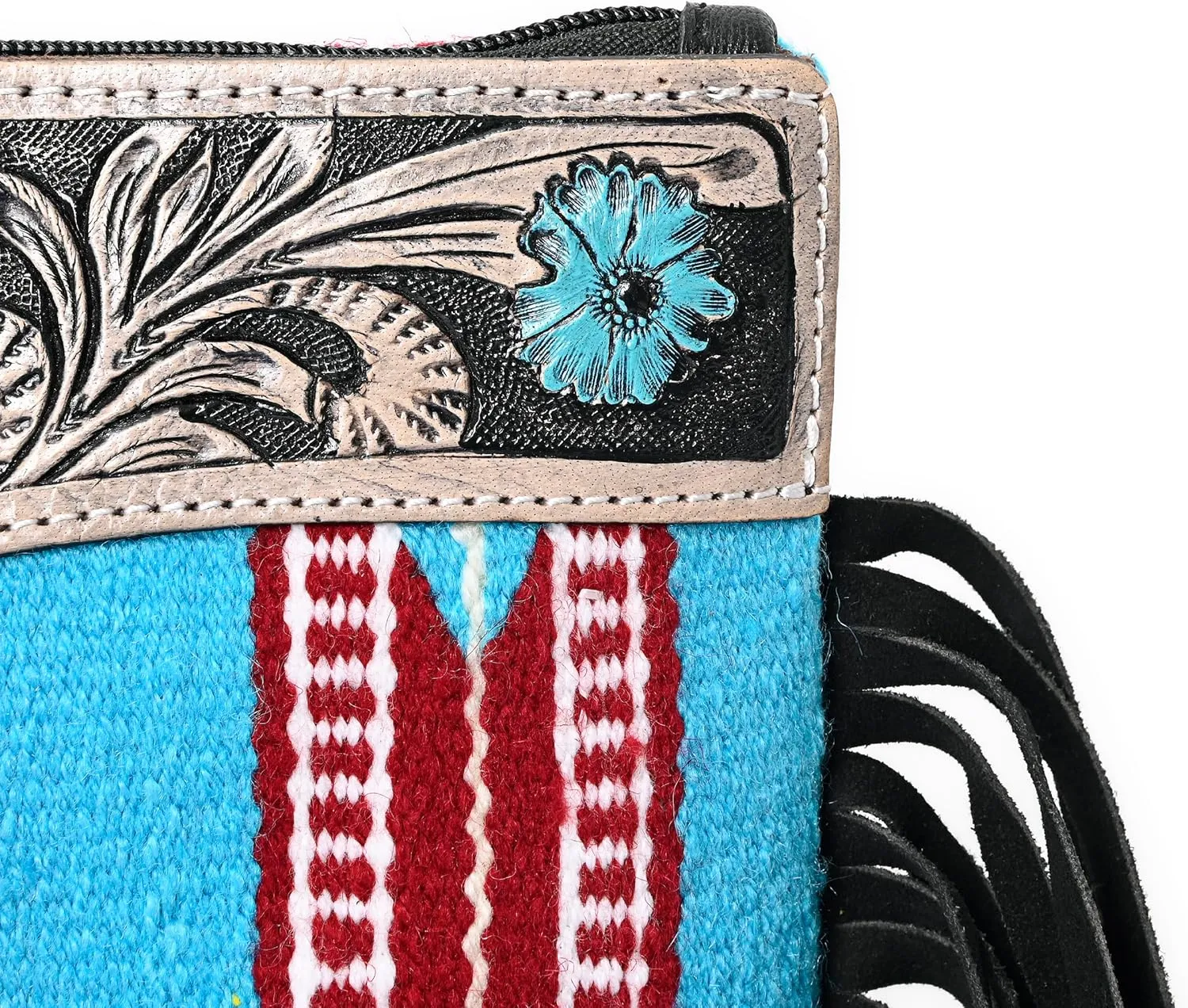 Women Monarch Mini Woolen Western Handmade Clutch Wallet- Zipper Foldover Clutch