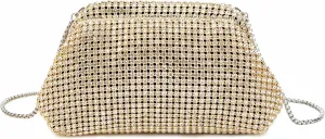 Women Rhinestone Evening Shoulder Bag Clutch with Detachable Strap Crystal Purse for Wedding Party