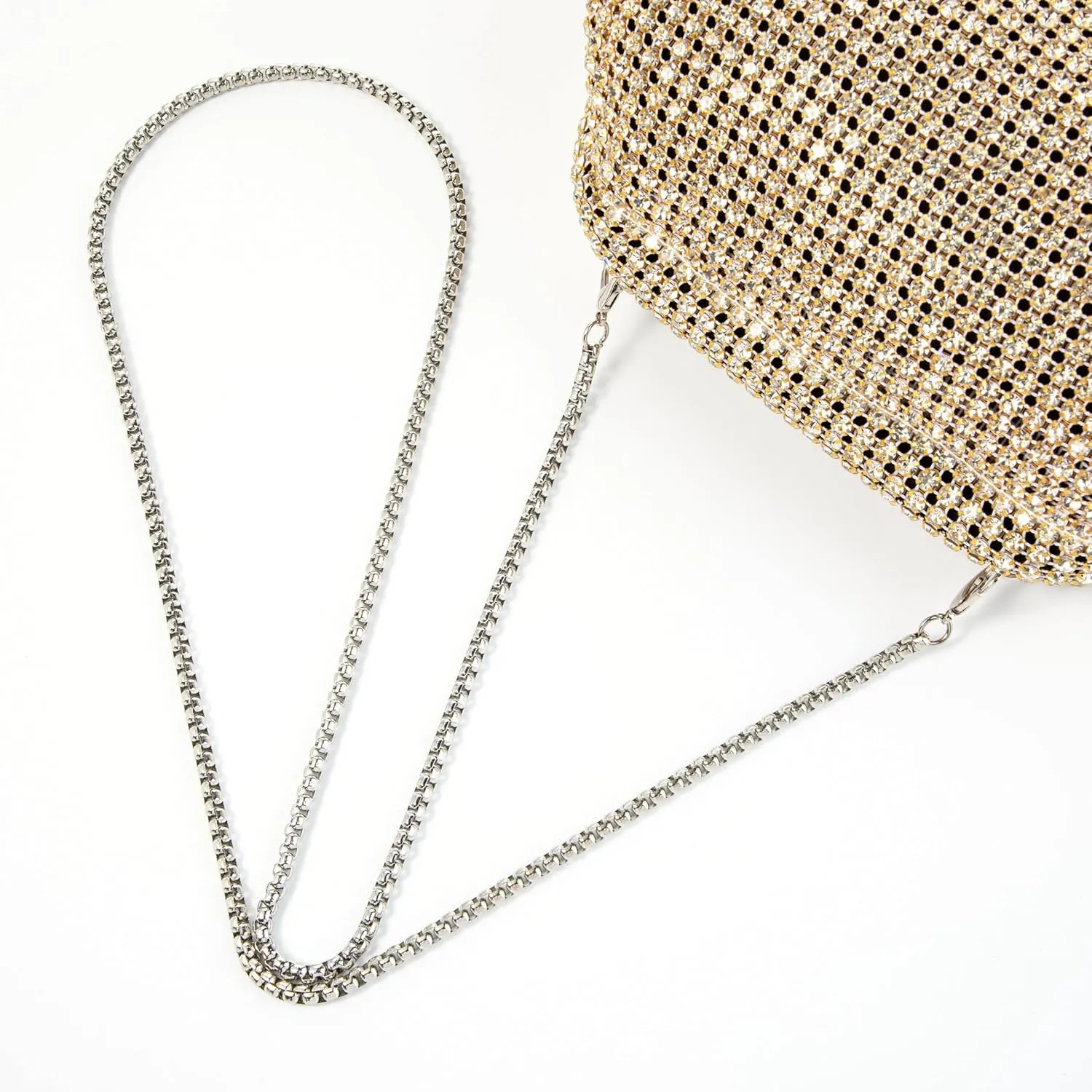 Women Rhinestone Evening Shoulder Bag Clutch with Detachable Strap Crystal Purse for Wedding Party