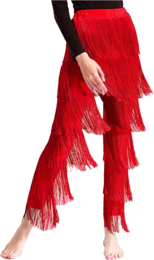 Women Tassels Fringe Dance Pants Ballroom Latin Tango Salsa Practice Performance Dancing Pants