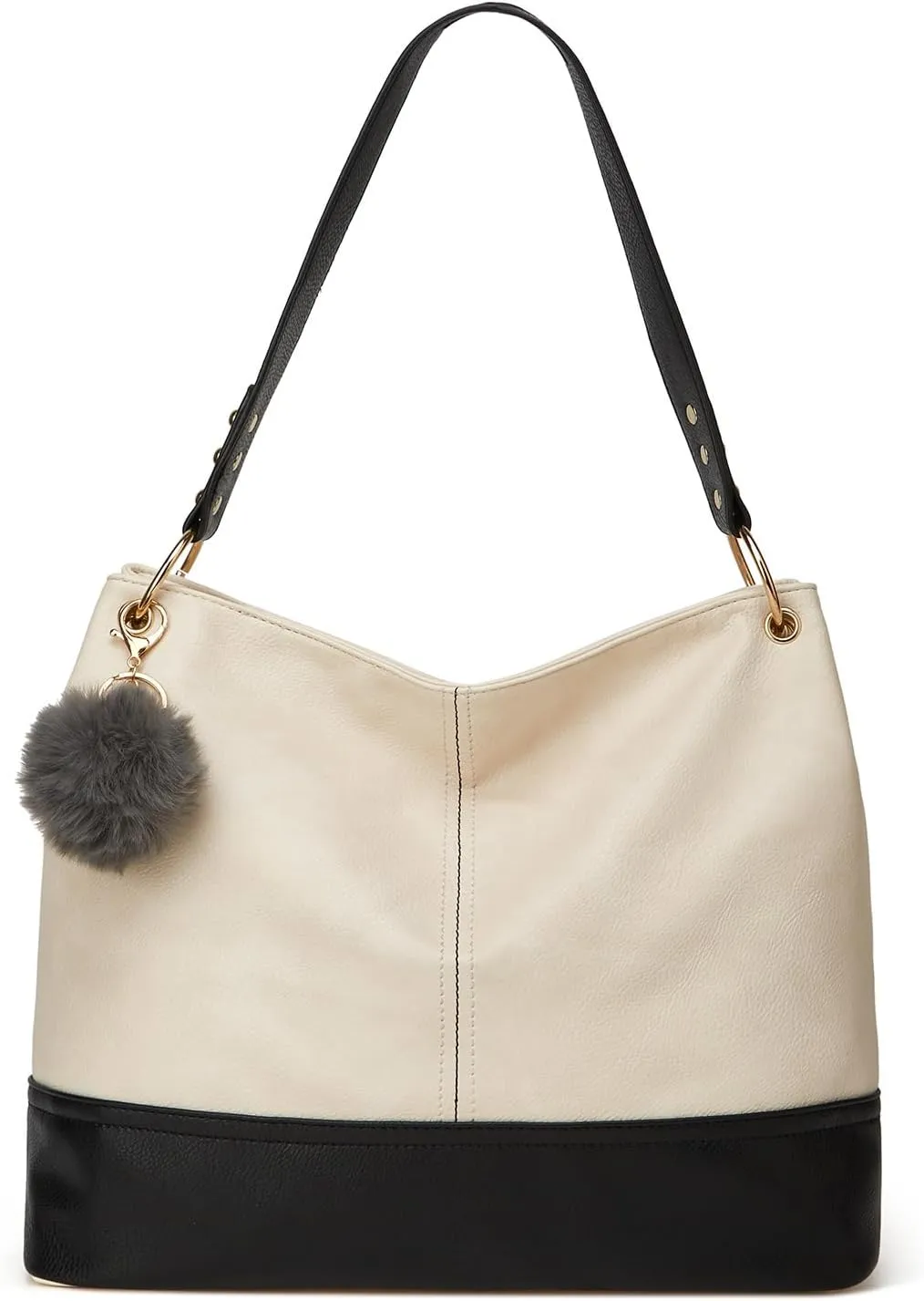 Women Tote Bag Top Handle Shoulder Satchel Bags Fashion Zipper Large Leather Purses and Handbags For Women,Pom Pom Keychain