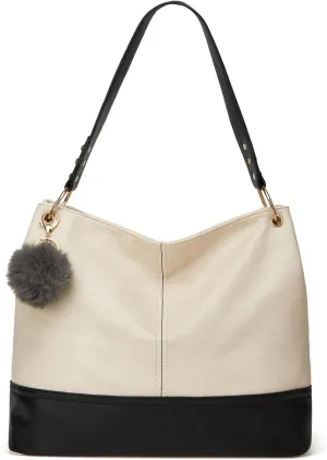 Women Tote Bag Top Handle Shoulder Satchel Bags Fashion Zipper Large Leather Purses and Handbags For Women,Pom Pom Keychain