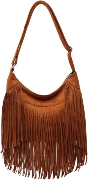 Women Vintage Suede Fringe Hobo Bag Tote Shoulder Bag Crossbody Bag and Hippie Western Cowgirl Purse Shoulder Bag
