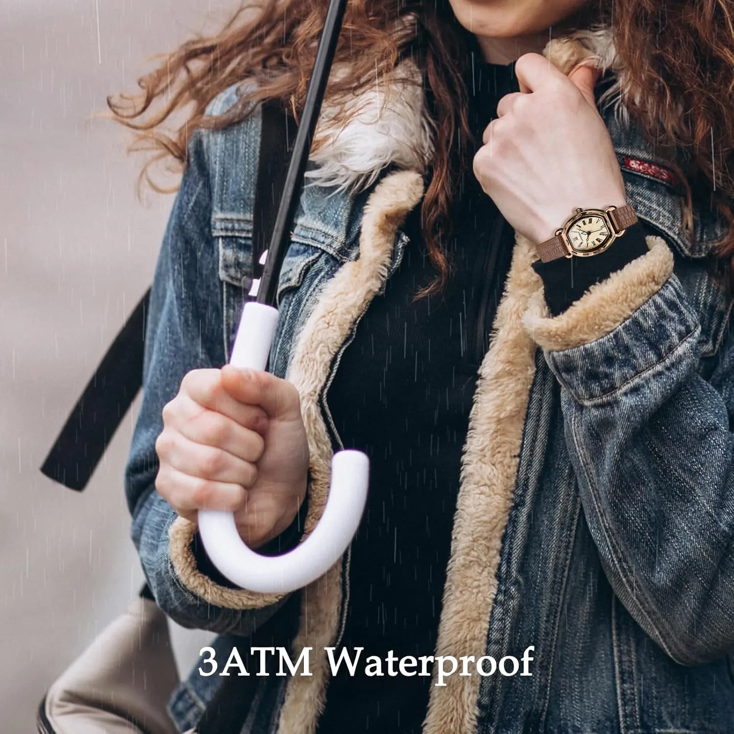 Women's Dainty Leather Band Vintage Ladies Waterproof Quartz Analog Square Dress & Casual Wrist Watches