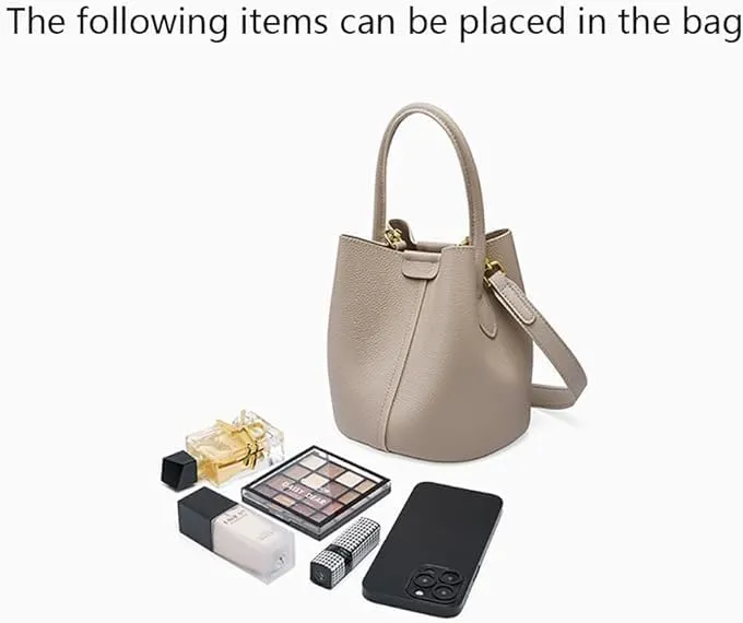 Women’s Designer Genuine Leather Tote Bag & Shoulder Purse Bucket Satchel Handbag with Top Handle for Ladies