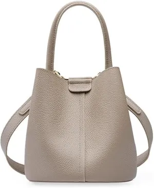 Women’s Designer Genuine Leather Tote Bag & Shoulder Purse Bucket Satchel Handbag with Top Handle for Ladies